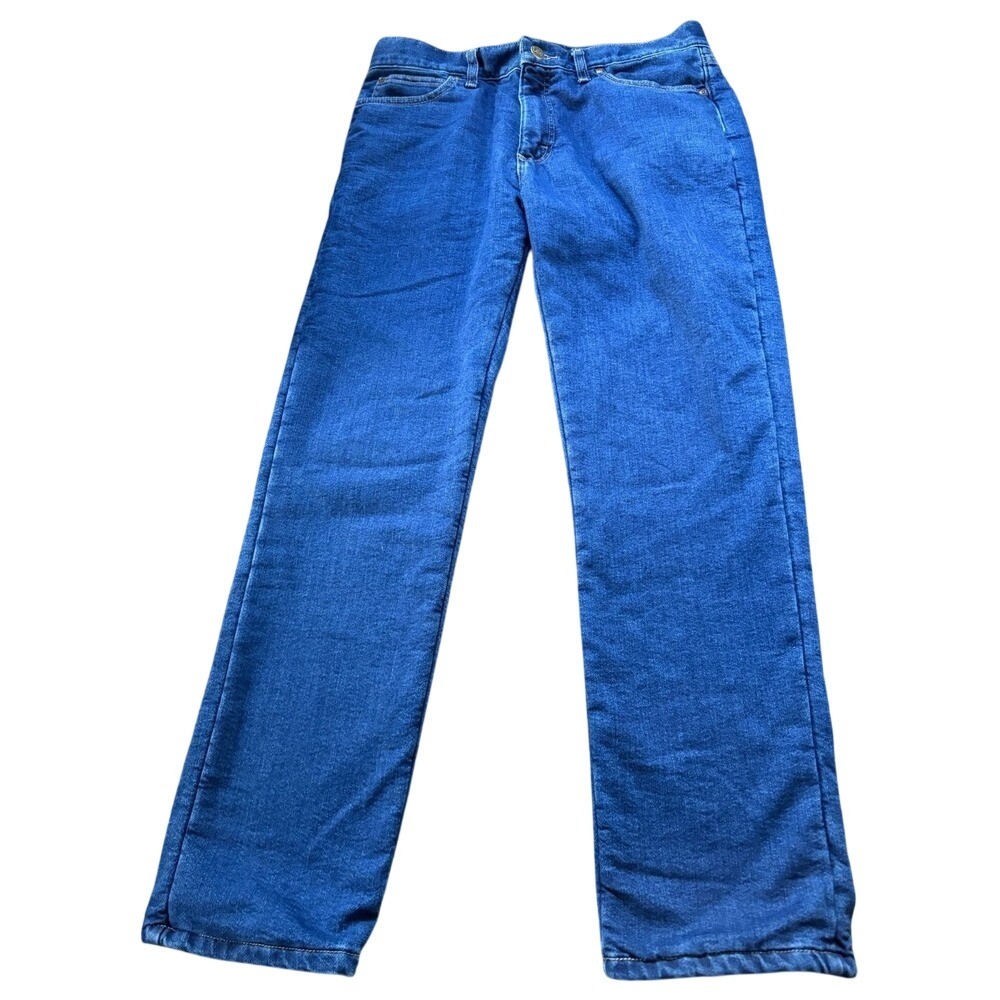 Lee Mens Relaxed Fit Fleece Lined Blue Jeans 33x30 Straight Leg Workwear Outdoor